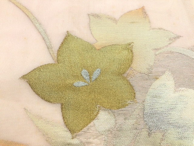 アンティーク　紗　桔梗模様織出し名古屋帯